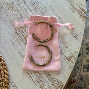 Sheila Fajl 2” Burnished Gold Hoop Earrings